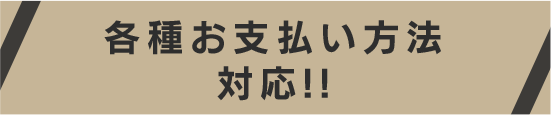 各種お支払い方法対応!!